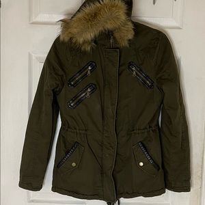 Express Olive Fur Trim Jacket